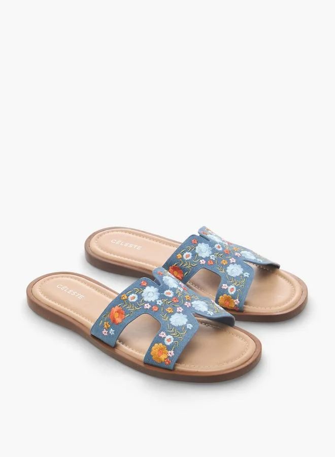 سيليست Women Floral Embroidered Flat Sandals